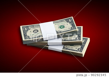 Bundle of US dollar bills isolated on white. Pack of american money with high resolution on perfect white background 90292345