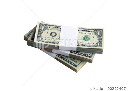 Bundle of US dollar bills isolated on white. Pack of american money with high resolution on perfect white background Bundle of US dollar bills isolated on white. Pack of american money with high resolution on perfect white background 90292407