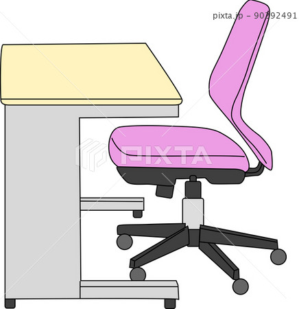可愛いピンク色の椅子と机のイラストのイラスト素材