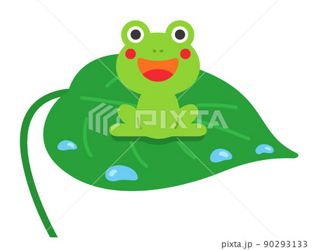 葉っぱの上にいる カエルのイラストのイラスト素材