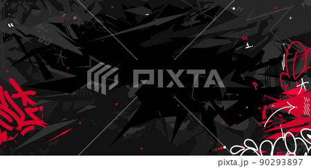 Dark Black Abstract Flat Urban Street Art Graffiti Style Vector Illustration Art Background Template  90293897