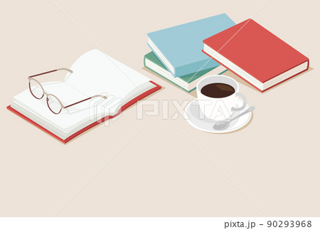 本と眼鏡とコーヒー 90293968