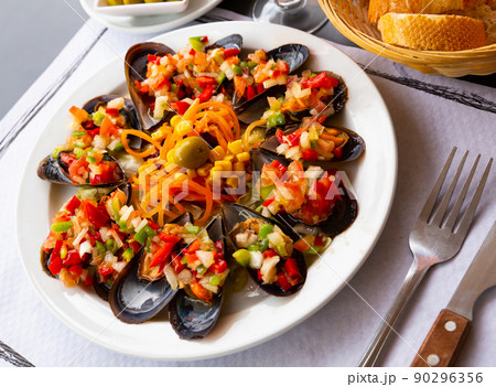 Spanish dish - vinaigrette with mussels 90296356