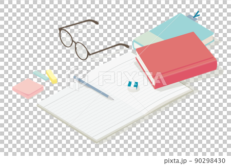 勉強中の本とノートのイラスト 勉強中の本とノートのイラスト 90298430