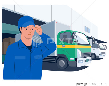 運送会社のトラックドライバー男性のベクターイラスト 運送会社のトラックドライバー男性のベクターイラスト 90298482