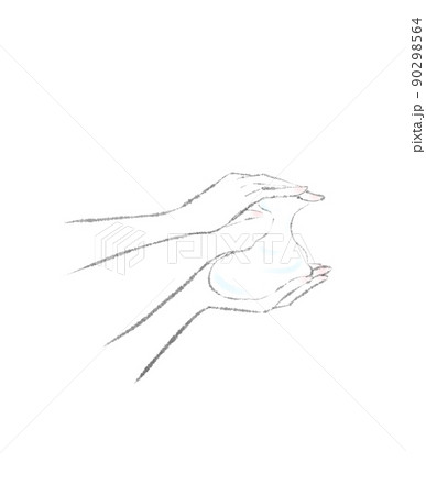 手に乗せた洗顔の泡のイラスト 90298564