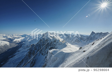 Landscape of Aiguille du Midi, Chamonix Mont Blanc valley, France 90298664