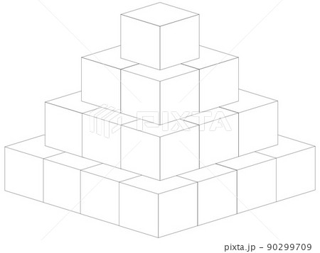 中学受験算数 立体図形 立方体のピラミッド のイラスト素材