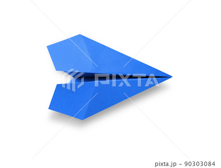 Blue paper plane origami isolated on a white background 90303084