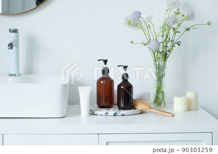 A view of modern bathroom at home lifestyle content with interior design A view of modern bathroom at home lifestyle content with interior design 90303259