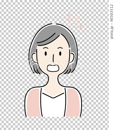 手描き風・びっくりする女性のベクターイラスト 90303512