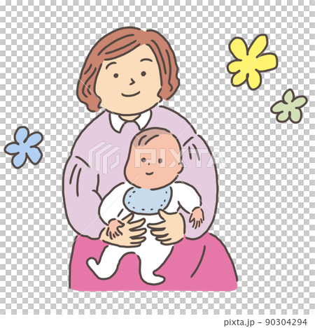 嬰兒抱在女人的腿上 90304294