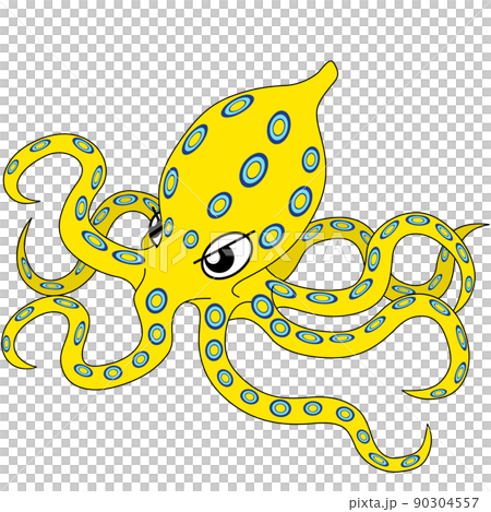 藍環章魚的插圖（帶輪廓） 90304557