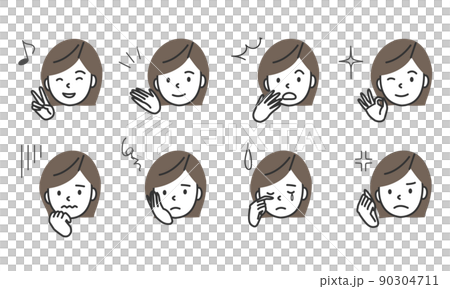 女性の色々な表情のセット 女性の色々な表情のセット 90304711