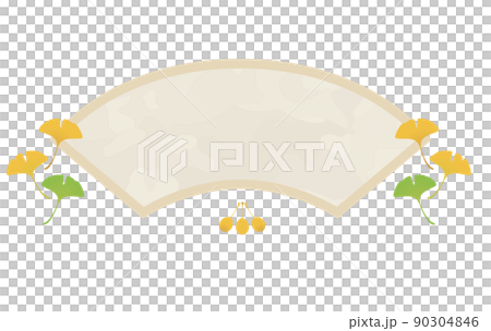 Colored ginkgo leaves, fallen leaves and fan-shaped illustration frame of ginkgo 90304846