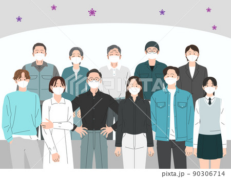 collective immunity, coronavirus vector illustration 90306714