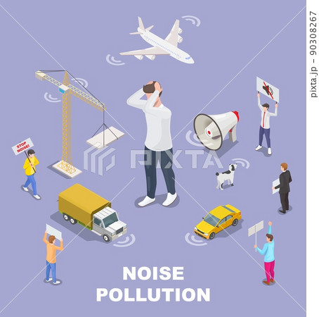 Noise pollution vector loud noisy sound influence Noise pollution vector loud noisy sound influence 90308267