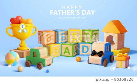 3d Fathers Day toy block template 90308526