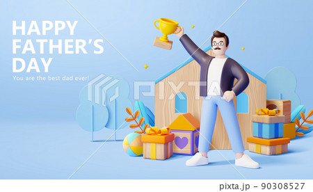 3d warm father's day greeting card 90308527