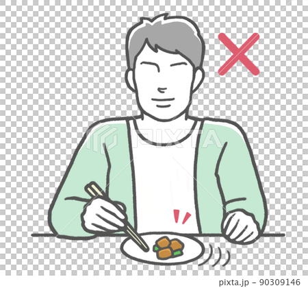 お箸のマナー違反 寄せ箸をする男性 お箸のマナー違反 寄せ箸をする男性 90309146