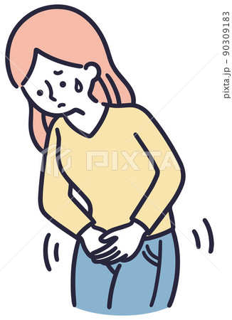 デリケートゾーンのかゆみ　女性　シンプルイラスト 90309183