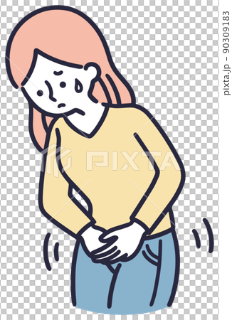 デリケートゾーンのかゆみ　女性　シンプルイラスト 90309183