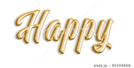 Golden Volumetric 3D Text Balloons Lettering...のイラスト素材 [90309666] - PIXTA