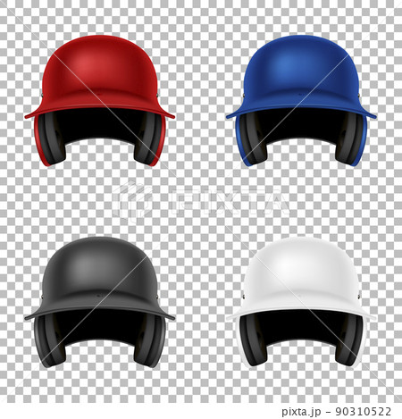 Realistic vector classic baseball helmet set. Isolated. Design template in front view. EPS10. 90310522