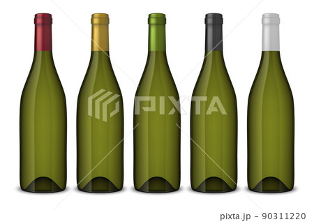5 realistic vector green wine bottles without labels isolated on white background. Design template in EPS10. 90311220