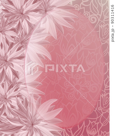 Beautiful red vertical invitation card with lotus flowers. For wedding, anniversary, birthday. 90311416