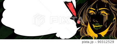 現代アメコミハリウッド女優風ブロンド美女ショックを受けた顔のドアップカラーイラスト 90312529