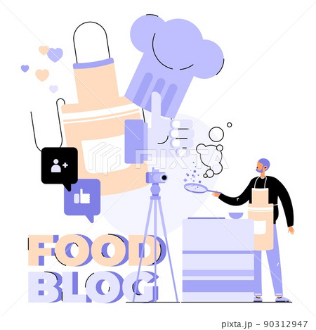 Chef cooking food creating video recipe vector 90312947