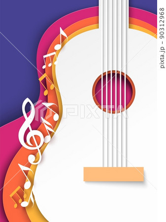 Music background with guitar and notes design 90312968
