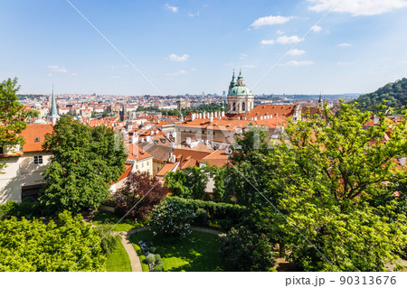 Houses with traditional red roofs in Prague Old Town, Czech Republic 90313676
