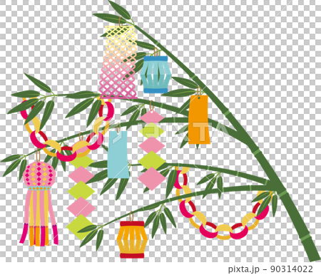 七夕飾り　白背景　カラフル系 90314022