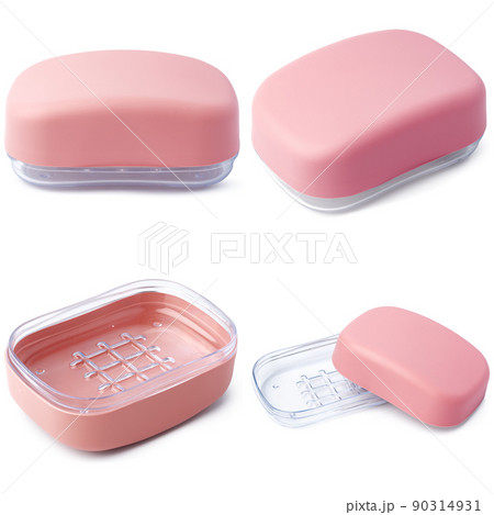 Plastic soap boxes on a white background Plastic soap boxes on a white background 90314931