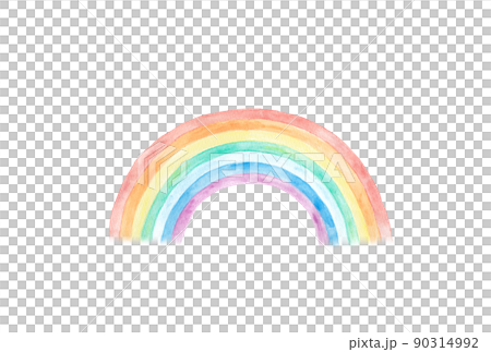 イラスト素材: 水彩絵の具で手描きした虹色グラデーション 90314992