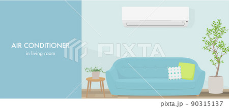 エアコンがあるリビングルームのイラスト 90315137