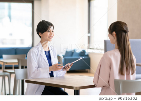 患者を問診する女性医師 患者を問診する女性医師 90316302