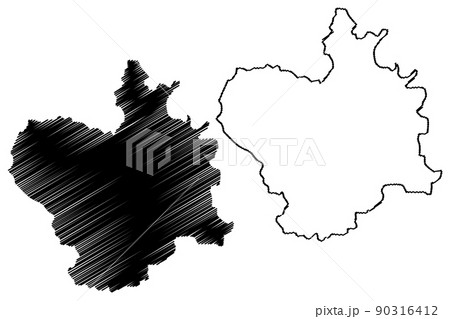 Purba Bardhaman district (West Bengal State, Republic of India) map vector illustration, scribble sketch Purba Bardhaman map 90316412