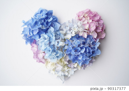 アジサイの切り花で作ったハート 90317377