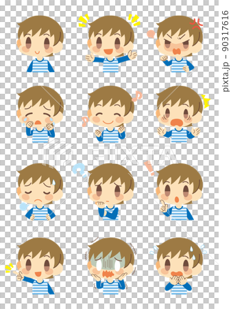 男の子のいろいろな表情パターンセット 90317616