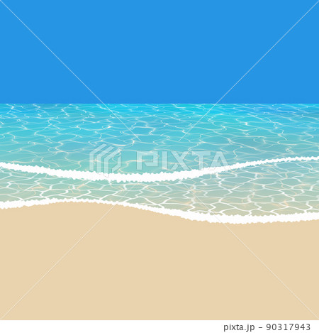 背景イラスト素材 海 真夏の浜辺 1 のイラスト素材