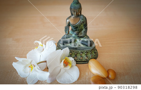 large white orchid flowers on a brown background large white orchid flowers on a brown background 90318298