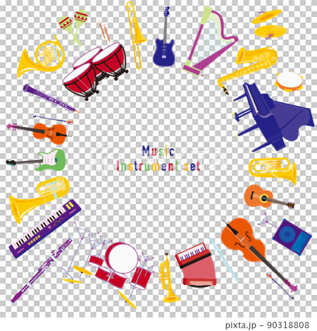 An orchestra and rock band instrument set. Radiant line. 90318808