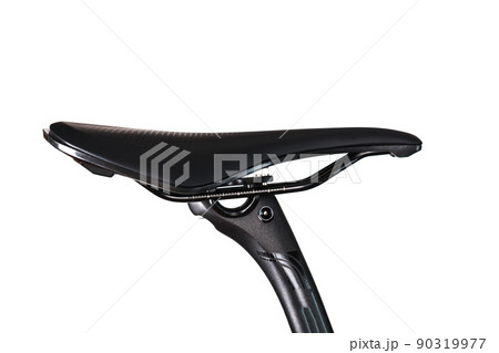 Bicycle saddle with seatpost on a light background accessories for bike repair and tuning 90319977