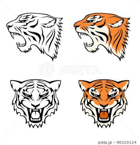 tiger roar side view drawing