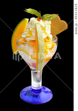 Delicious ice cream with melon and papaya. Healthy summer food concept. 90321829