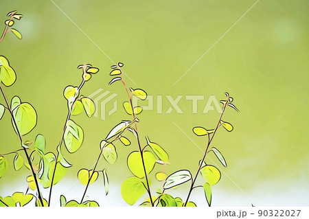 パステル調　”水辺の爽やかな植物”　イラストイメージ 90322027