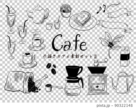 コーヒー豆などのカフェメニュー素材セット 90322148